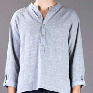 Two sided men's shirt Size XL grey & white Henley shirt strips